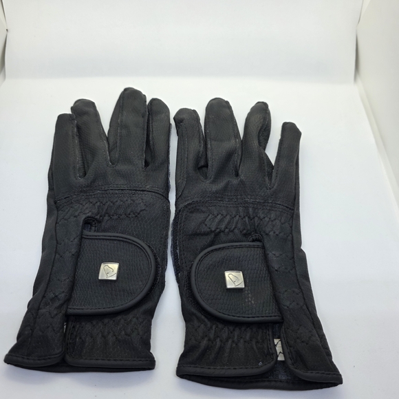 SSG Riding Black Leather Like Riding Gloves W Adjustable Velcro Closure Size 7 - Picture 1 of 7